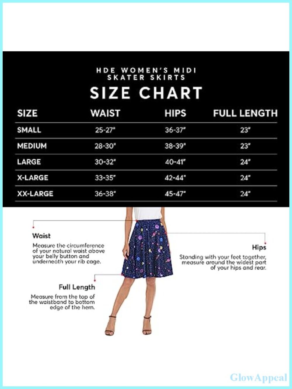 Women's High Waist A-Line Skater Midi Skirt Stretchy Knockaround - Picture 2 of 6